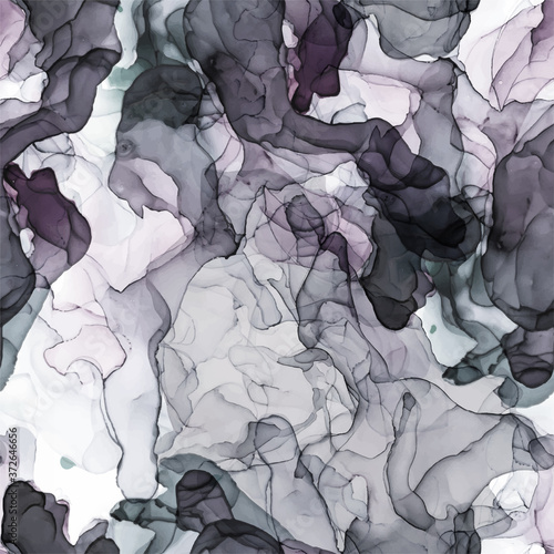 Alcohol ink, grey shades, seamless pattern, hand painted 