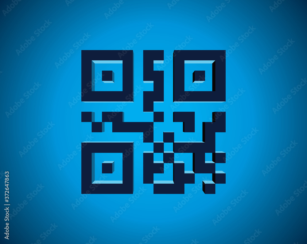 QR code in 3D illustration, Vector QR code in 3D illustration, Vector
