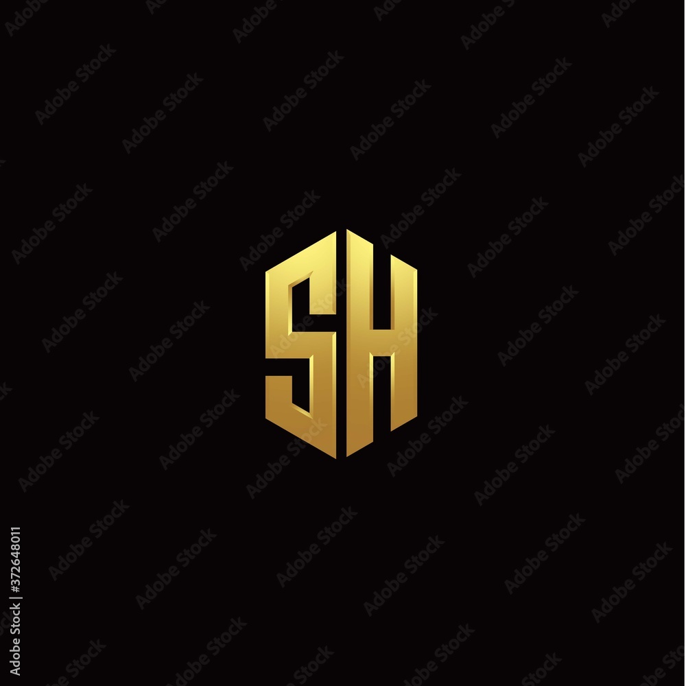 S H modern monogram style initial logo template S H modern monogram style initial logo template