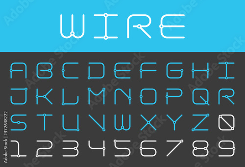 Square futuristic alphabet and number with rounded corner