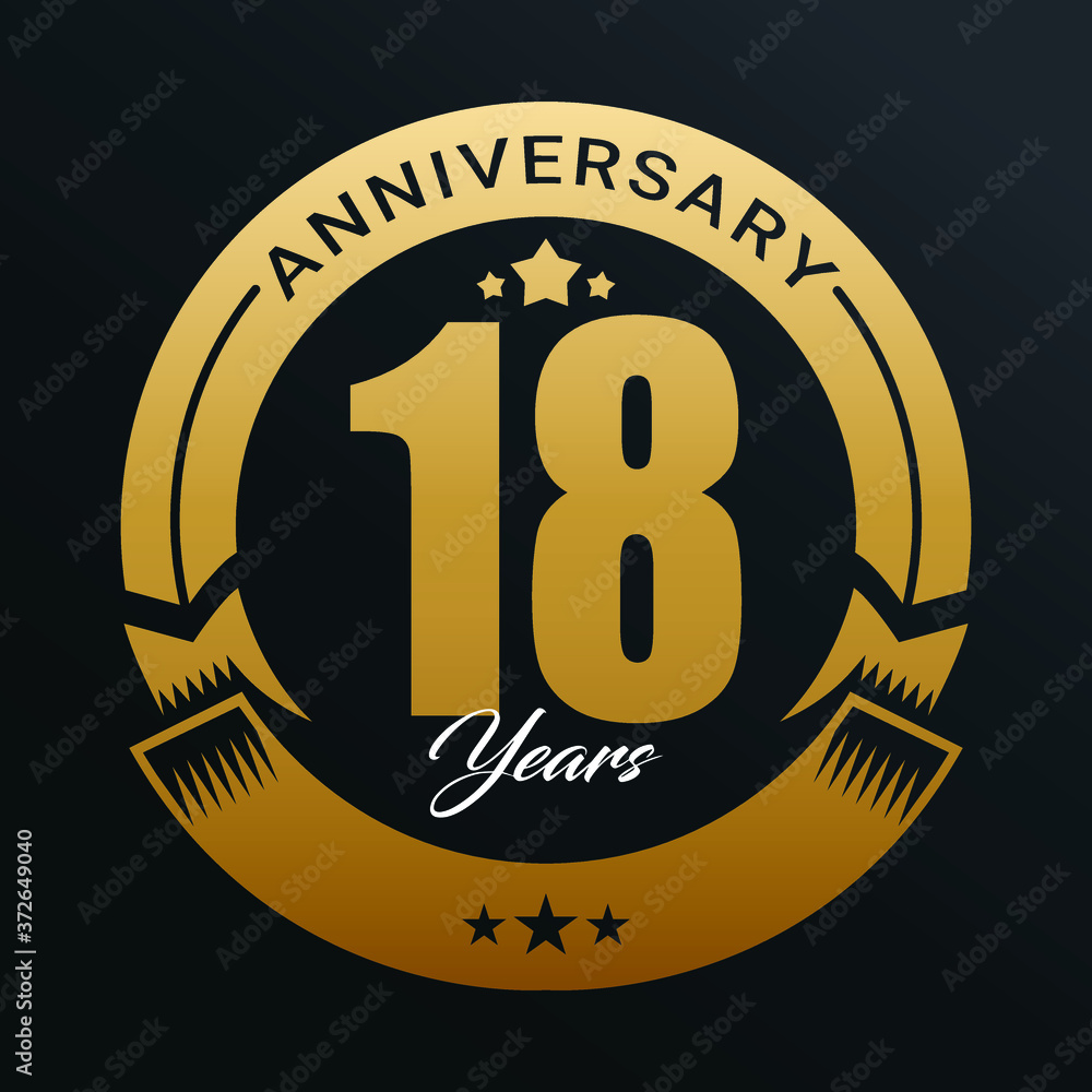 18th Anniversary logo,1 year Anniversary logo design celebration, luxurious golden color logo,. 18th Anniversary logo,1 year Anniversary logo design celebration, luxurious golden color logo,.