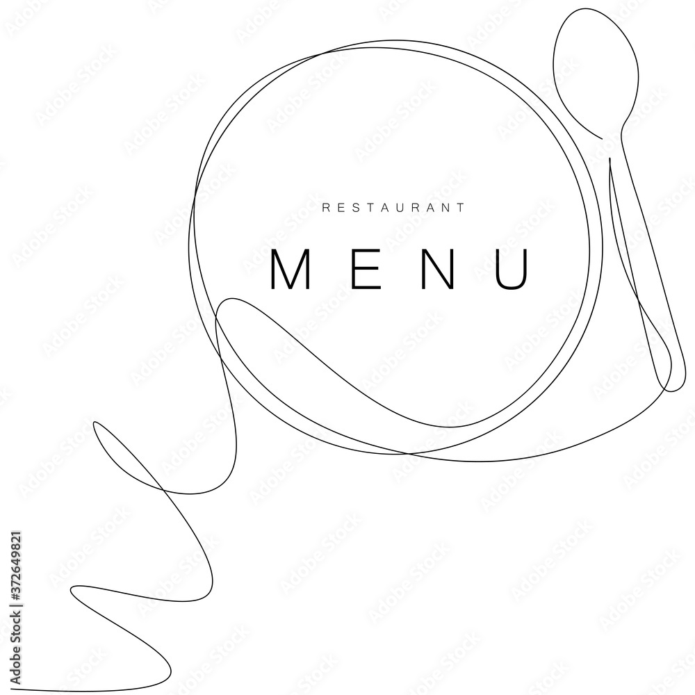 Restaurant menu background, plate and spoon. Vector illustration Restaurant menu background, plate and spoon. Vector illustration