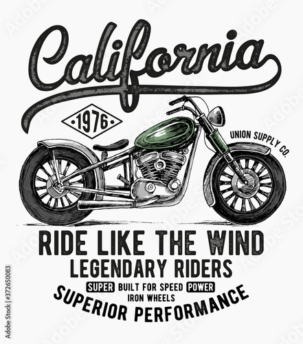 Custom motorcycle typography, t-shirt graphics, vectors.