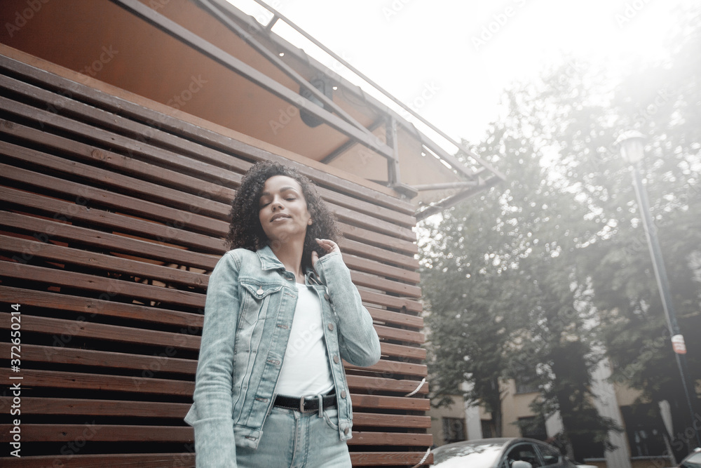 Black young pretty girl relaxing outdoor Black young pretty girl relaxing outdoor