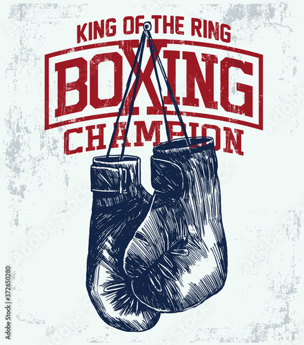 Vintage Boxing Gloves vector illustration. Vectors for print, t-shirt, poster or artworks.