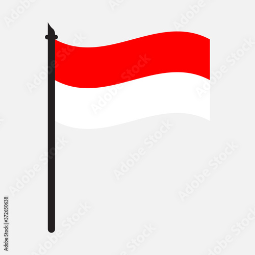 Indonesia waving flag on flagpole. icon vector illustration.