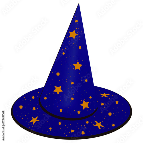 Dark purple wizard hat. Vector illustration