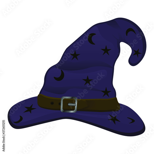 Dark purple wizard hat. Vector illustration