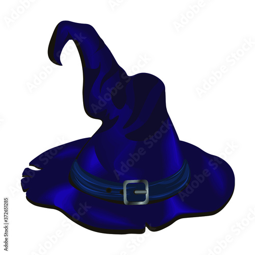 Dark purple wizard hat. Vector illustration