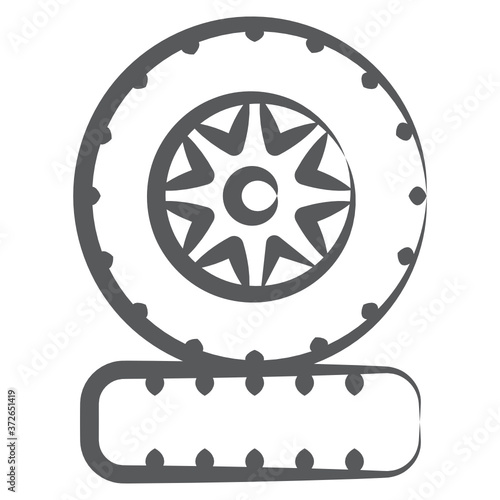 
Design of car wheels in editable doodle line vector 
