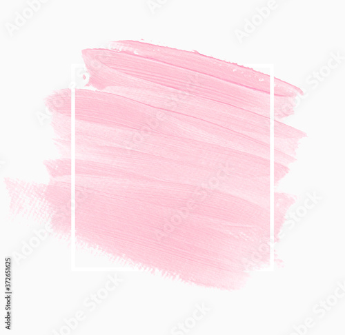 Brush stroke painted background over square frame vector. Perfect pink design for headline, logo and sale banner. 