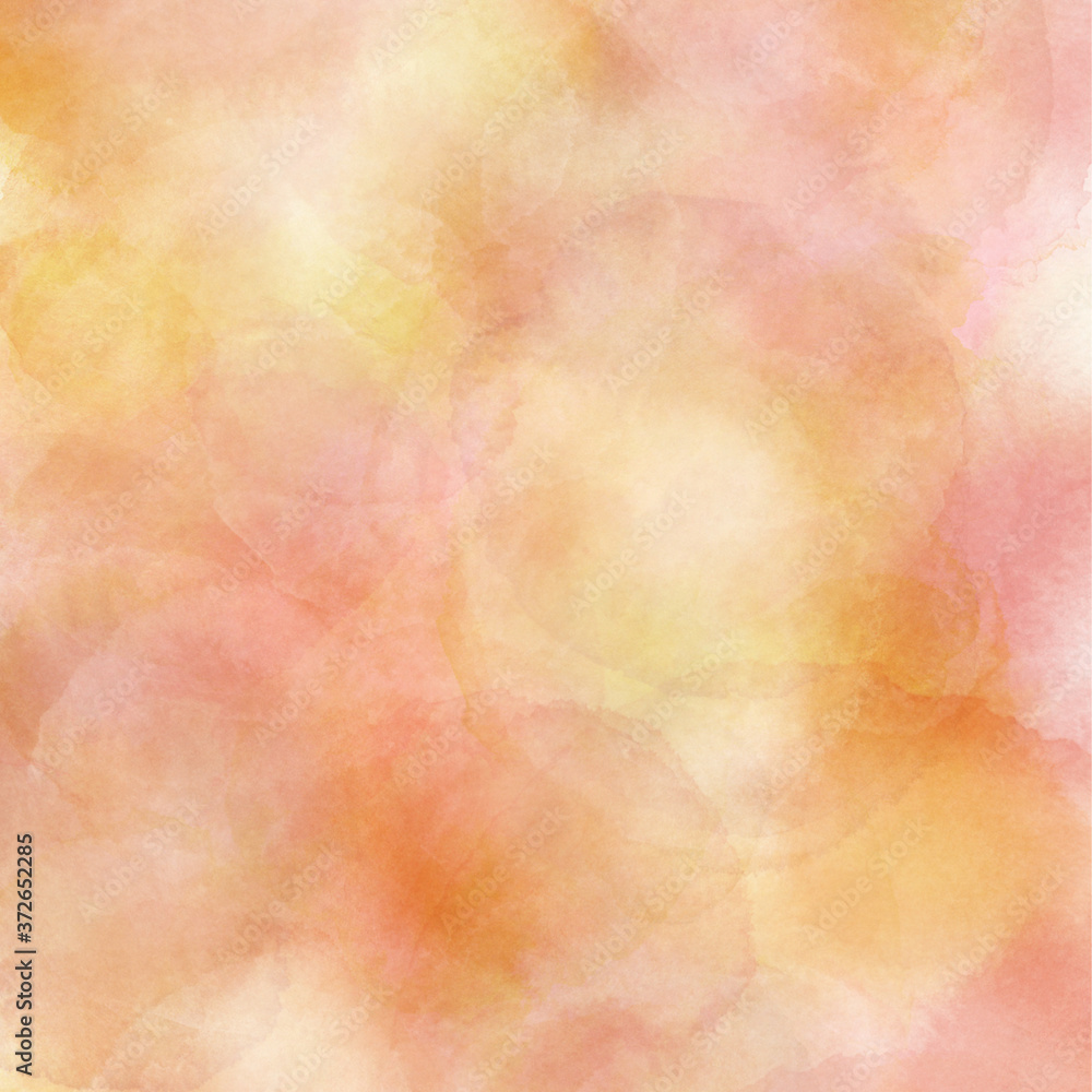 Yellow-orange background with wet effect.Drawn illustration with warm autumn shades, for fabric.