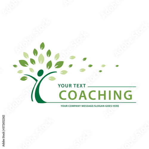 Abstract green human tree business logo