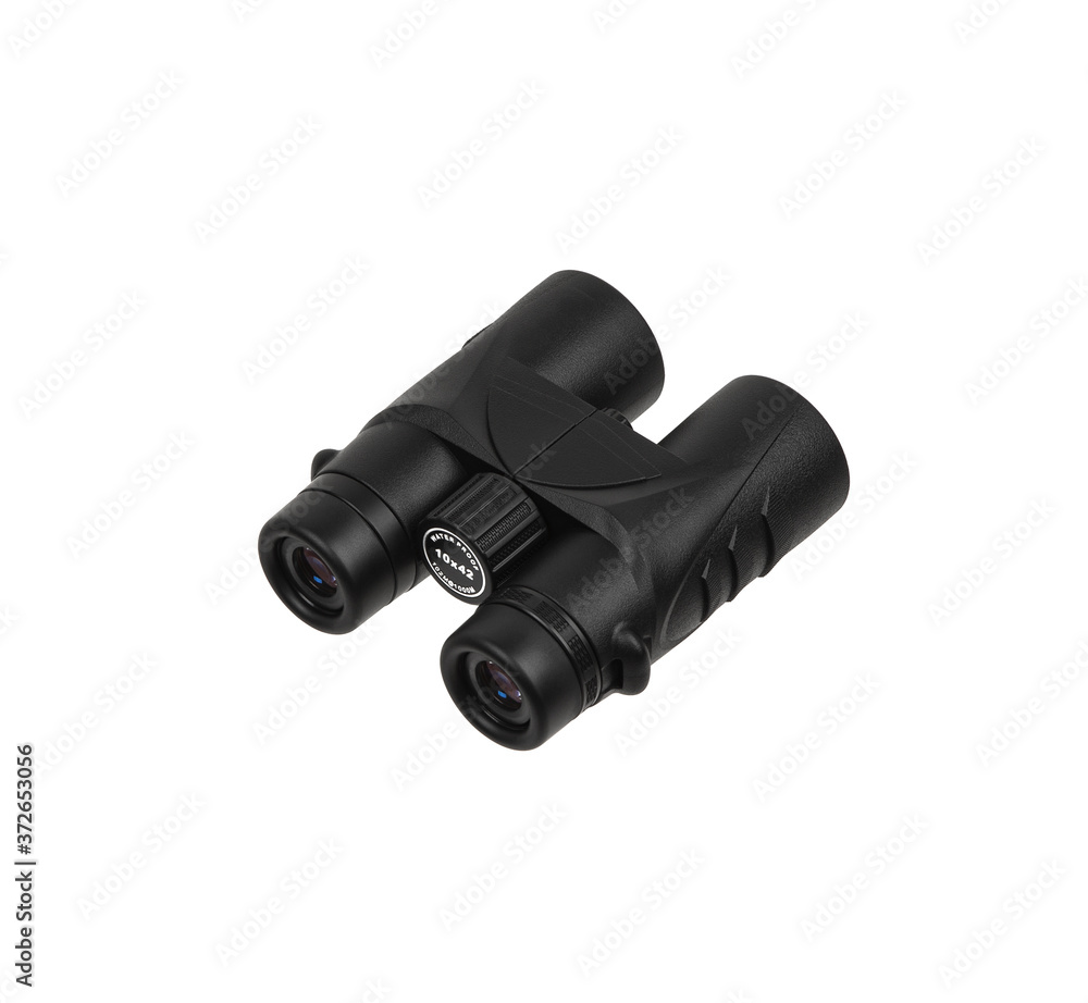 Modern binoculars isolate on white back. Surveillance device. Device for viewing at a distance. Modern binoculars isolate on white back. Surveillance device. Device for viewing at a distance.