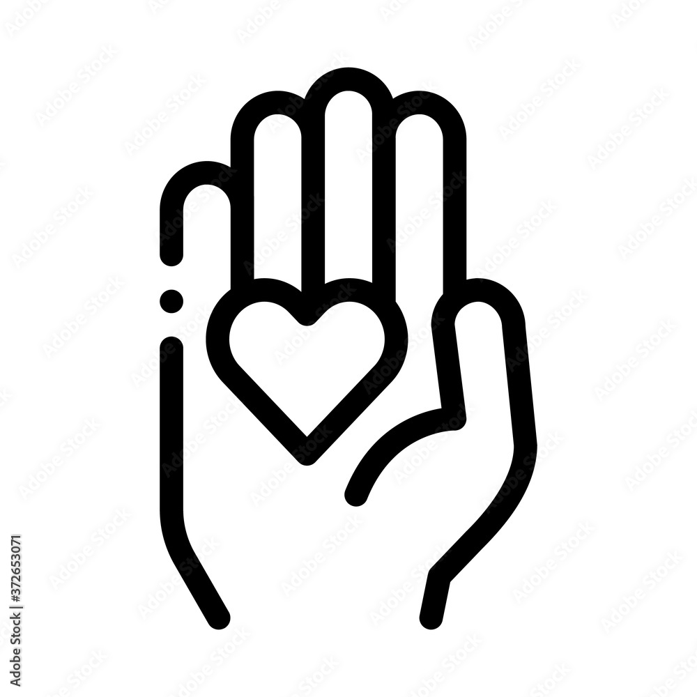 heart on palm icon vector. heart on palm sign. isolated contour symbol illustration heart on palm icon vector. heart on palm sign. isolated contour symbol illustration
