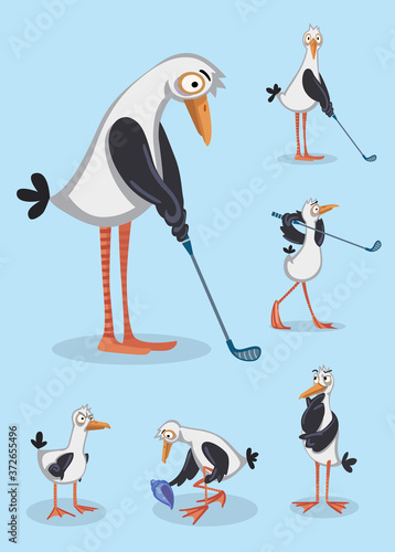 Сute seagull set, character illustration