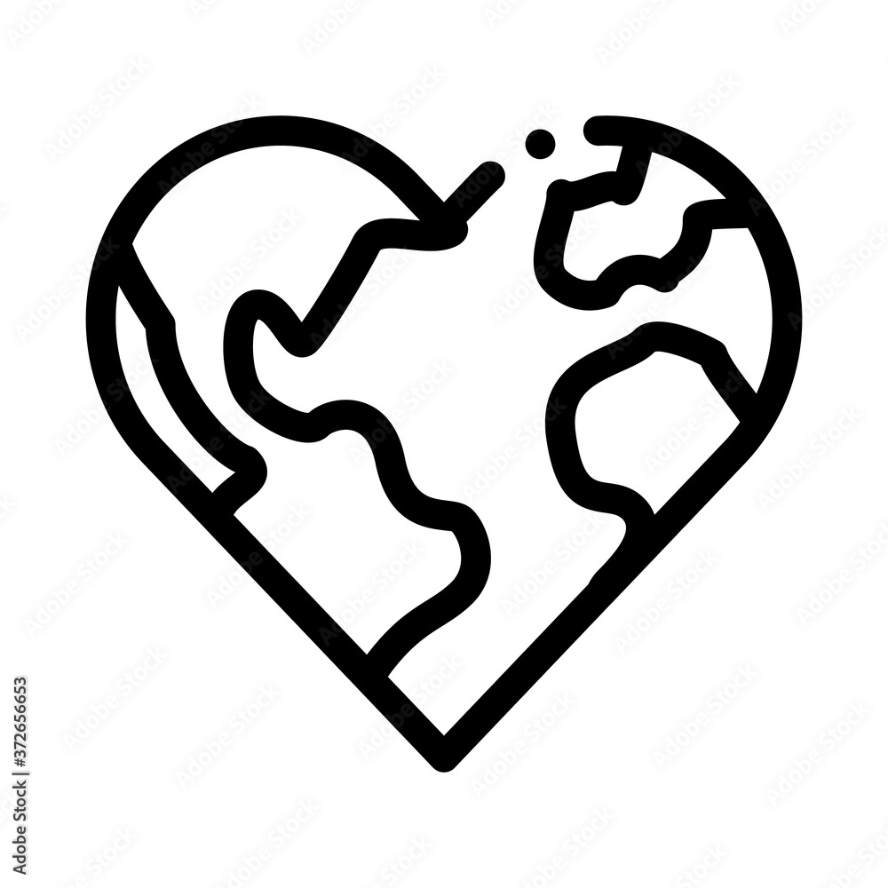 earth in heart shape icon vector. earth in heart shape sign. isolated contour symbol illustration earth in heart shape icon vector. earth in heart shape sign. isolated contour symbol illustration