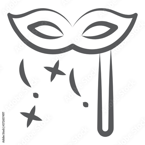 
Carnival mask icon design, thementic prop vector in doodle style 
