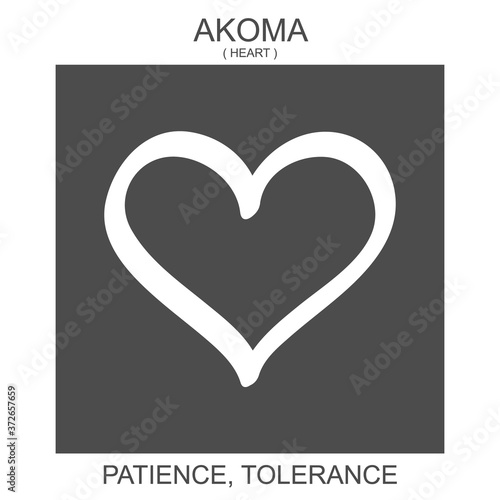 vector icon with african adinkra symbol Akoma. Symbol of Patience and Tolerance