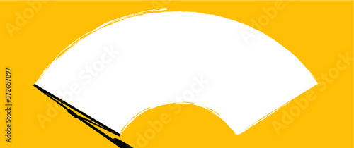 Car wiper clean the glass. Rain and snow on background. Wipers cleans the windshield.  Fun vector sign.