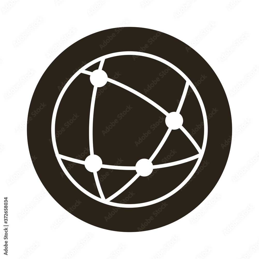 sphere world planet with points block style icon sphere world planet with points block style icon