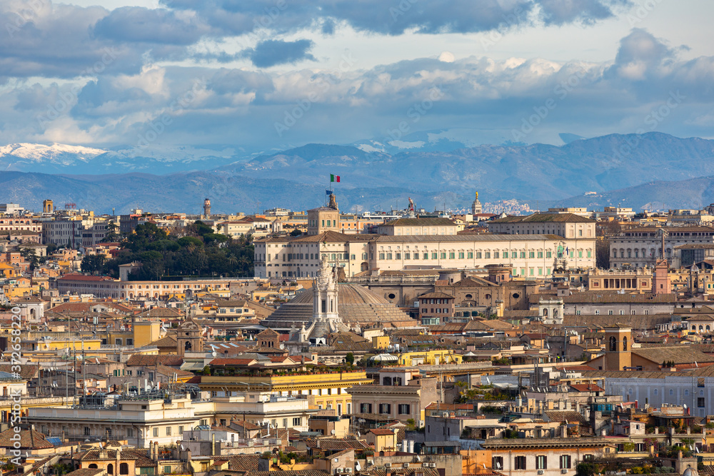 Aerial view of the Rome city with beautiful architecture, Italy