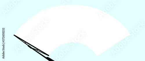 Car wiper clean the glass. Rain and snow on background. Wipers cleans the windshield. Fun vector sign.