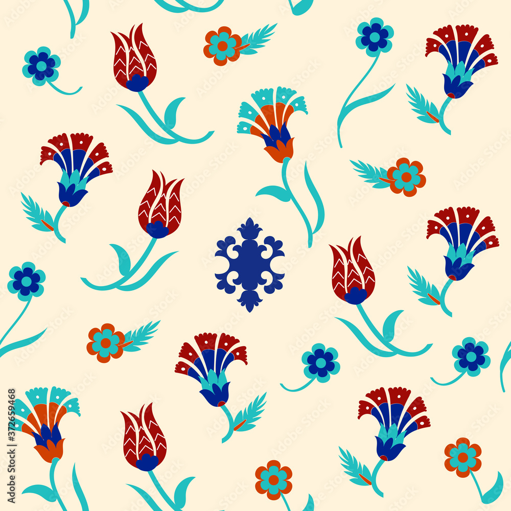 Floral seamless pattern design. Vector illustration.