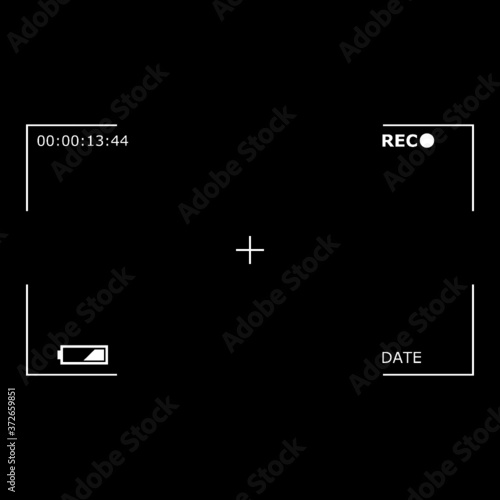 Camera interface. Viewfinder icon isolated on dark background