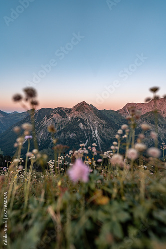 Sonnenuntergang in den Allgäuer Alpen / Hochalpen im Allgäu bei Oberstdorf