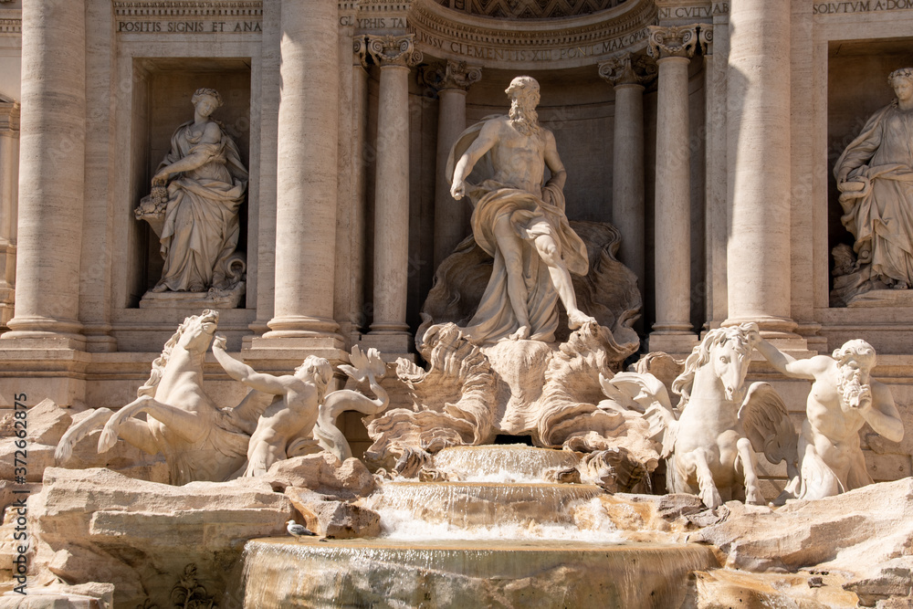 Trevi Fountain (Fontana di Trevi) in Rome, Italy. Trevi is most famous fountain of Rome. Architecture and landmark of Rome, Italy