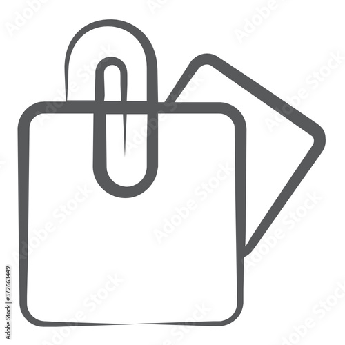 
Paper clip pasted on sheet, doodle icon of file binder
