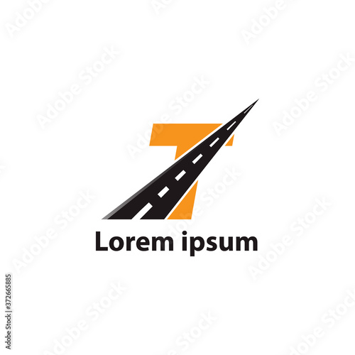 T letter road way logo creative design template