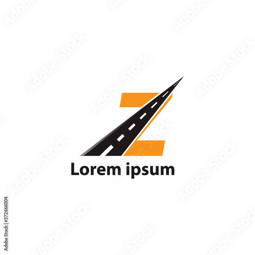 Z letter road way logo creative design template