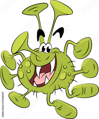 Dangerous and infectious corona virus cartoon vector illustration