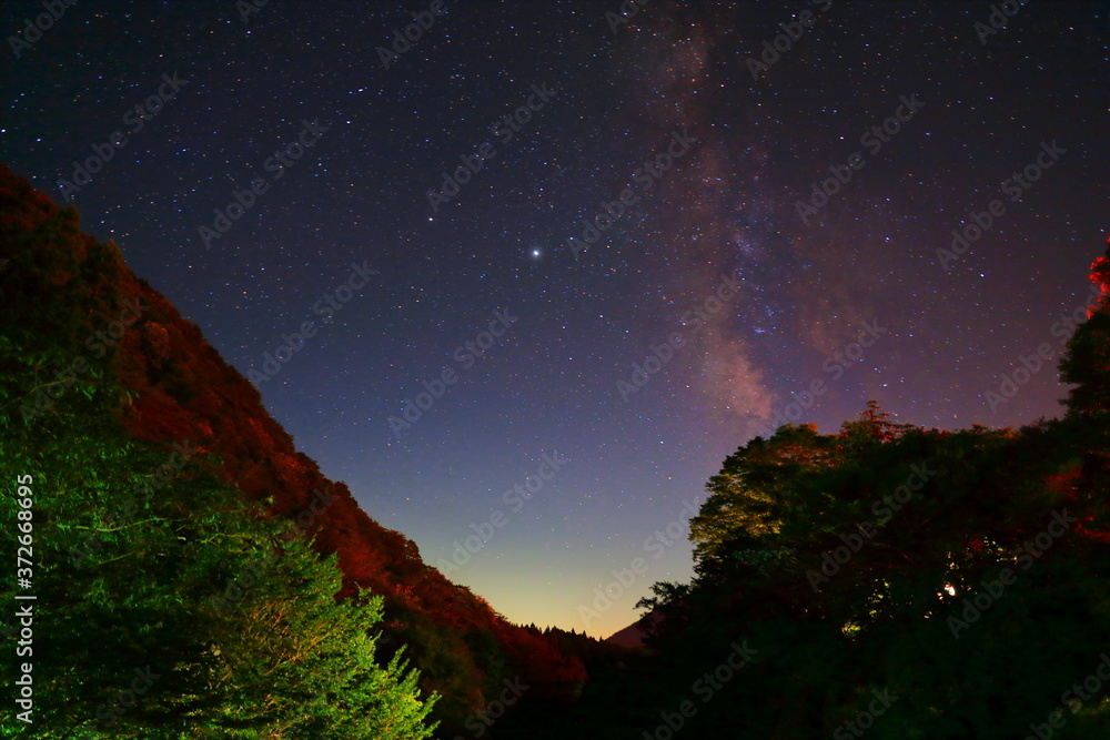 On a summer night, the Milky Way appeared in the starry sky. Too beautiful night view