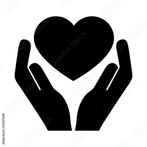 hands lifting heart love silhouette style icon