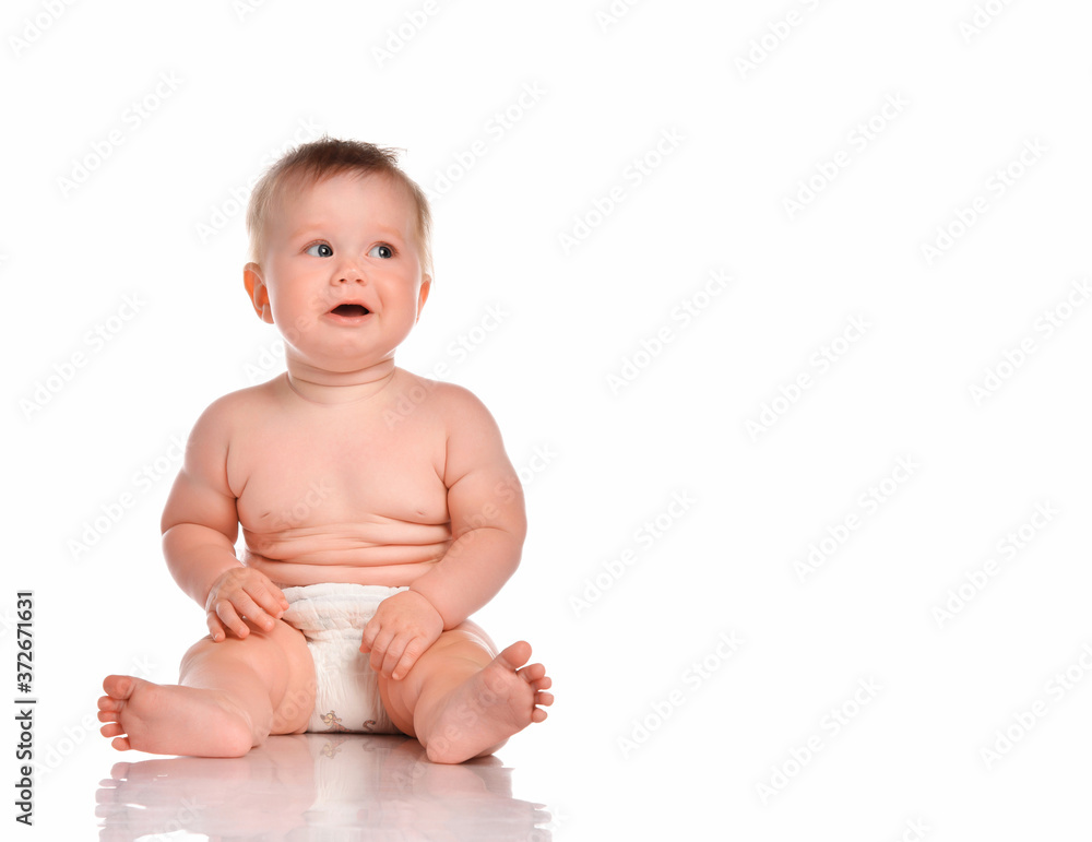 One baby boy with funny cute expression isolated on white. One baby boy with funny cute expression isolated on white.