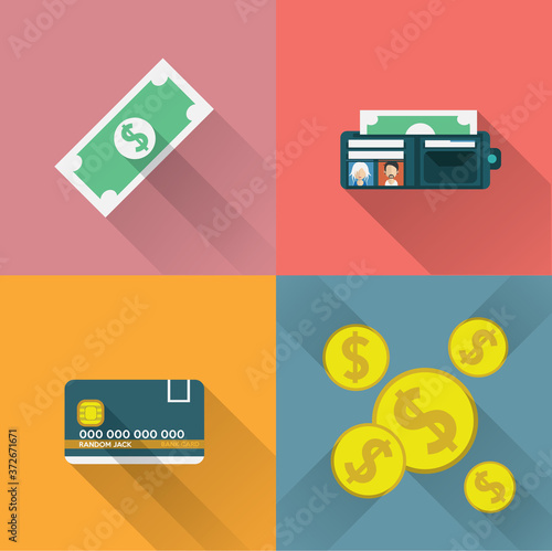 Money wallet cent icons