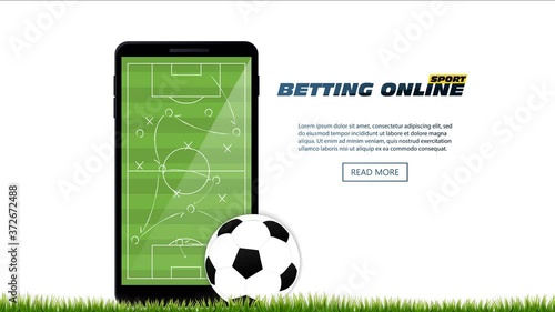 Concept for web banner sports betting statistics. Mobile App. Flat design icons for sports theme. Football betting