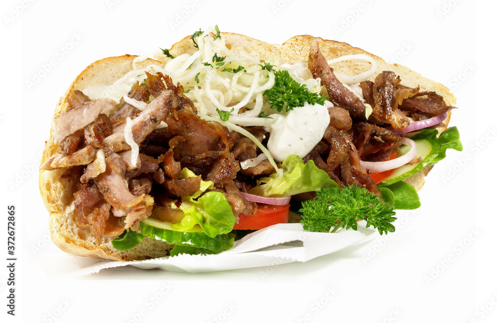Kebab Sandwich on white Background - Isolated Kebab Sandwich on white Background - Isolated