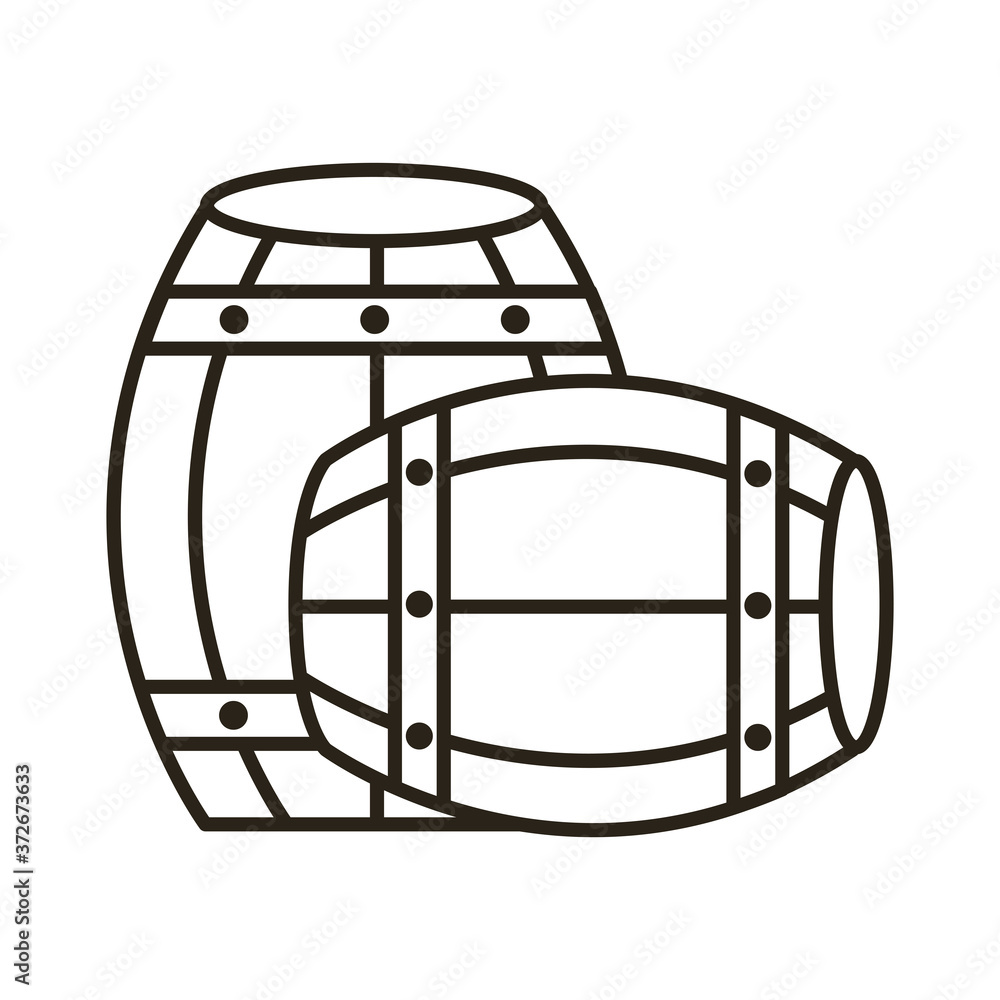 beer barrels wooden oktoberfest line style icon beer barrels wooden oktoberfest line style icon