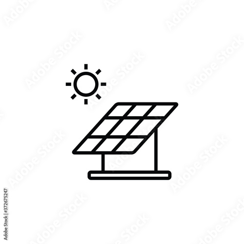 Solar cell panel thin icon isolated on white background, simple line icon for your work.