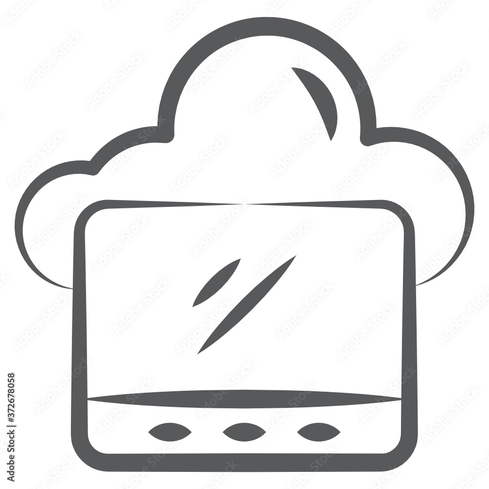 Icon of cloud laptop in hand drawn style
Icon of cloud laptop in hand drawn style
