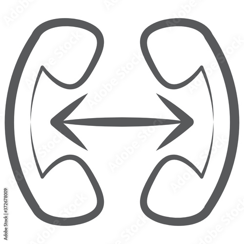 
Phone receiver connected with arrows, call diversion icon
