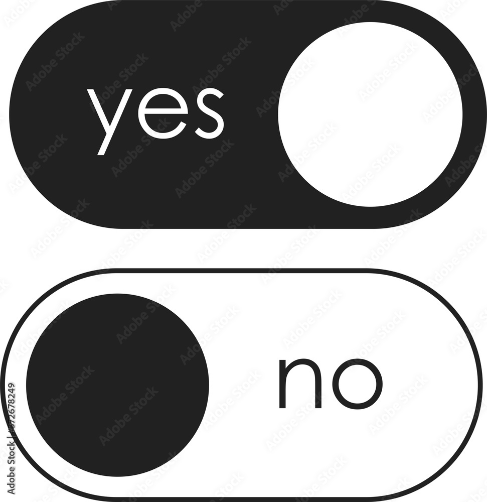Toggle switch vector icon, On and Off position simple icons Toggle switch vector icon, On and Off position simple icons