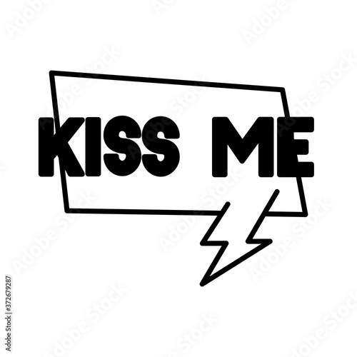 speech bubble with kiss me word pop art line style