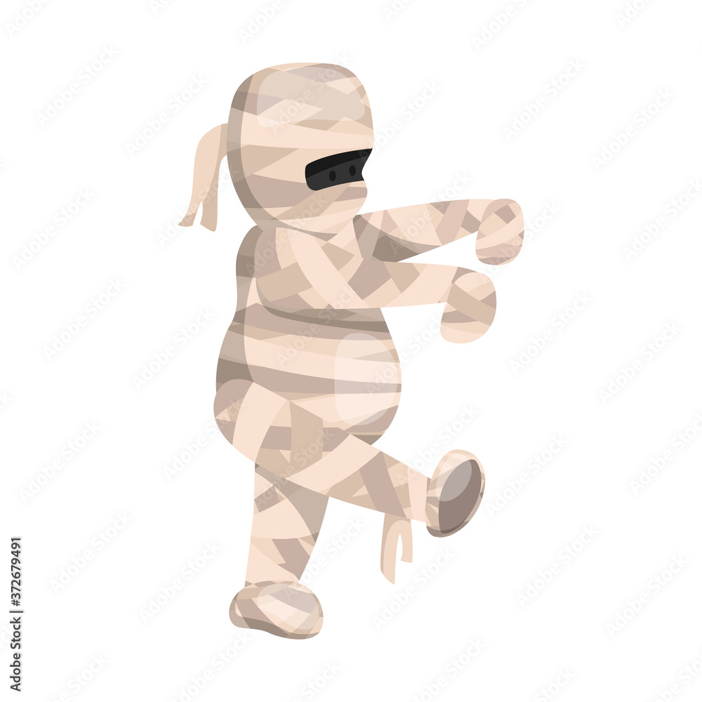 Cartoon cute walking mummy character. Vector illustration for Halloween holiday Cartoon cute walking mummy character. Vector illustration for Halloween holiday