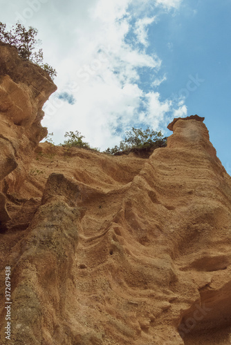 Italy, August 2020 - Panoramic view of the Canyon of the Lame Rosse near Lake Fiastra in the Marche Region