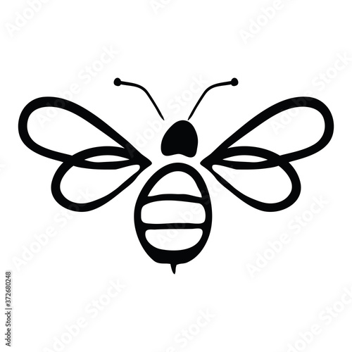 Vector Illustration Hand-drawn Silhouette Of A Bee. for your design. Suitable for design corporate identity, labels, packing.